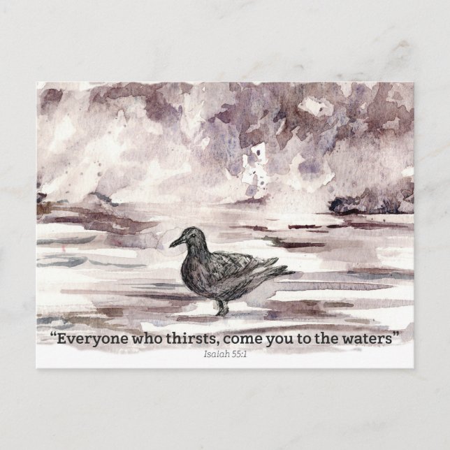 Ocean Bird Scripture Isaiah 55 1 Prayer Card  Postkarte (Vorderseite)