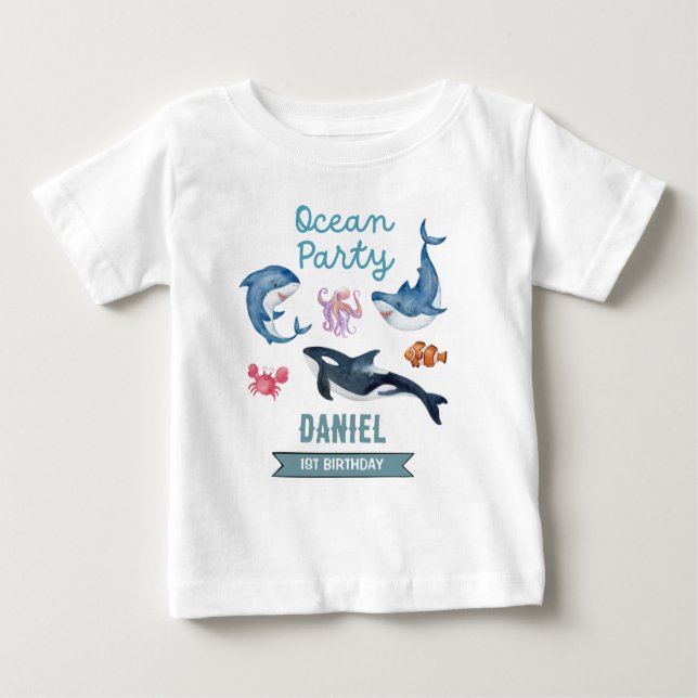 Ocean Birthday Party Baby T-shirt (Vorderseite)