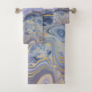 OCEAN BLAUE GOLD MARBLE SWIRL TOWEL SET