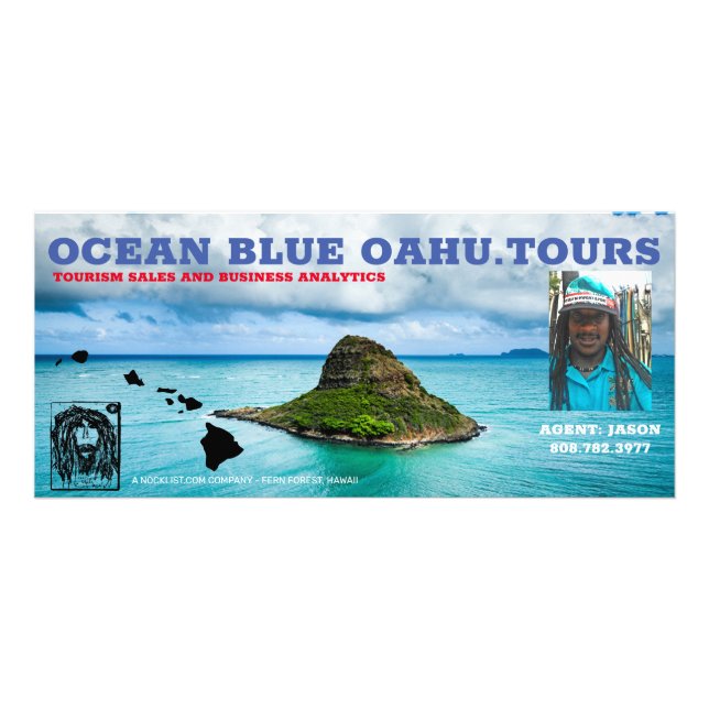 OCEAN BLAUE OAHU.TOURS WERBEKARTE (Hinten)