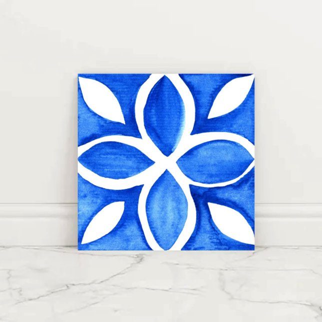 Ocean Bloom Portuguese Minimal Blue and White  Fliese (Von Creator hochgeladen)