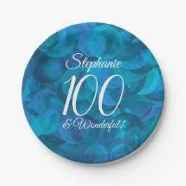 Ocean Blue 100 und Wonderful Birthday Party Pappteller