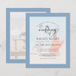 Ocean Blue 2-Foto-Budget Einladung zur Hochzeit
