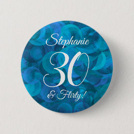 Ocean Blue 30 und Kokette Geburtstagsparty Button