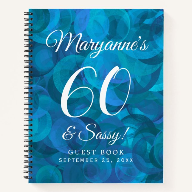 Ocean Blue 60 & Sassy Birthday Party Guest Book Notizbuch (Vorderseite)