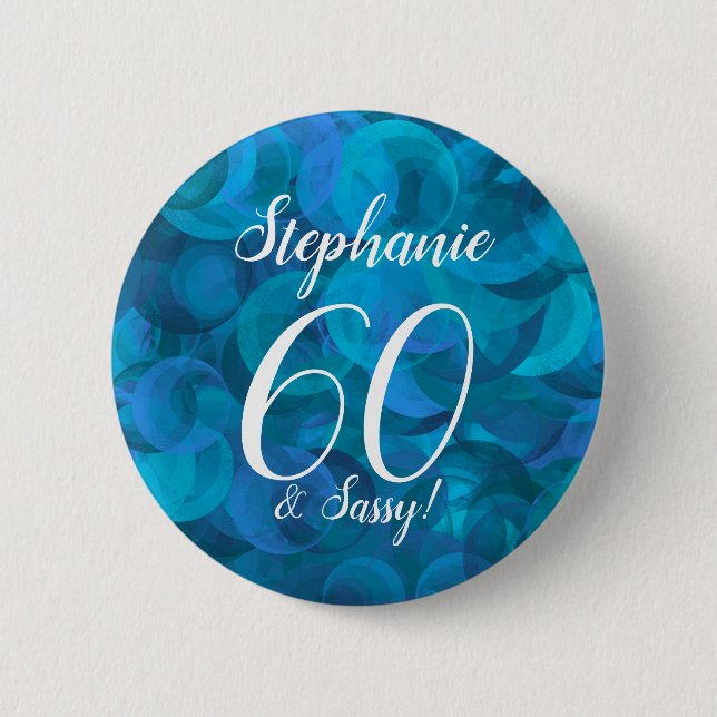 Ocean Blue 60 und Sassy Birthday Party Button (Vorderseite)