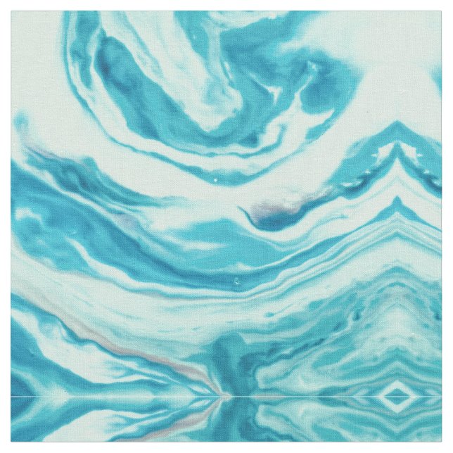 Ocean Blue Abstrakt Painted Beach Marmor Waves Stoff (Nahaufnahme)