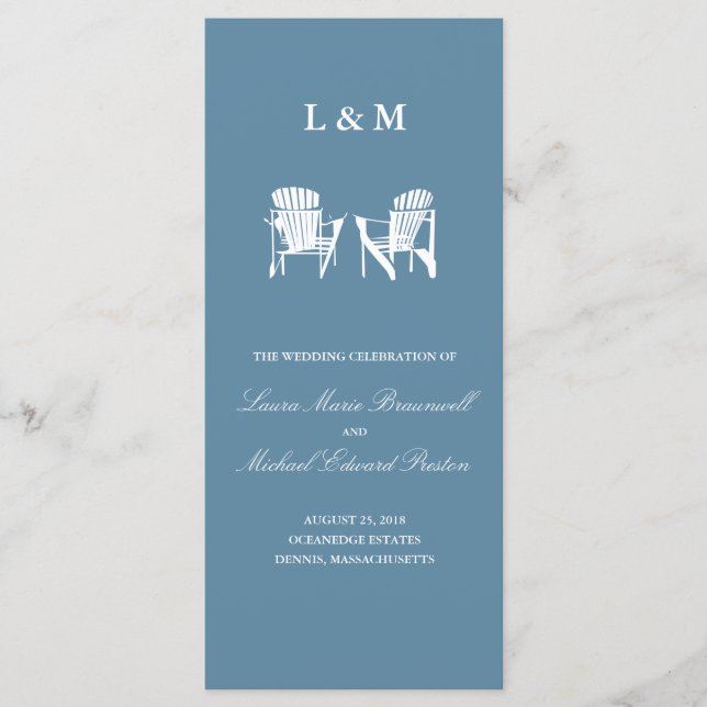 Ocean Blue Adirondack Chairs Zeremonie Programm (Vorderseite)