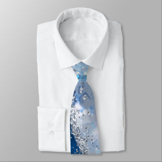 Ocean Blue Agate Glitzer Funkelnd Neck Tie Krawatte