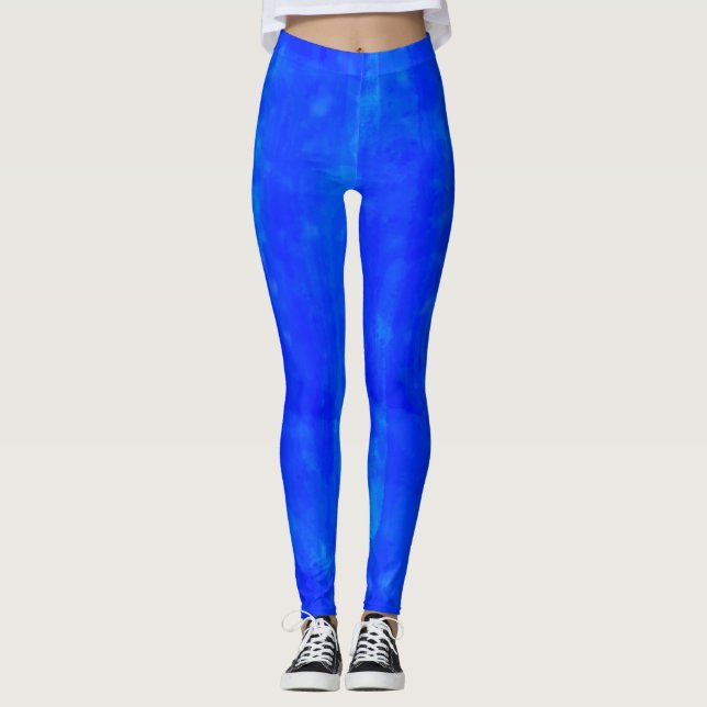 Ocean Blue All-over Wasserfarbenfarbe Leggings (Vorderseite)