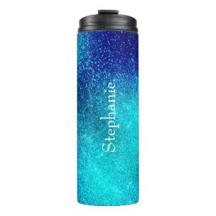 Ocean Blue Aquamarin Glittery Ombre Individuelle N Thermosbecher
