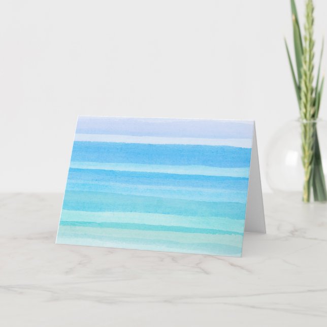 Ocean Blue Aquamarin Watercolor Ombre Streifen Karte (Vorderseite)