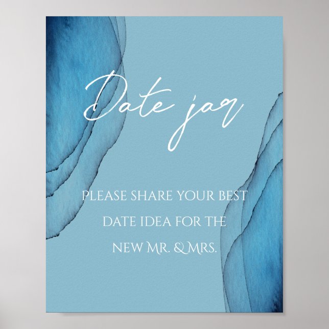 Ocean Blue Aquamarine Date Jar Brautparty Poster (Vorne)