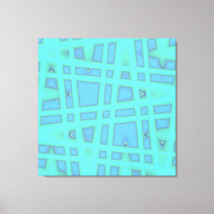 Ocean Blue Baby Blue Modern Geometric Wave Muster Leinwanddruck