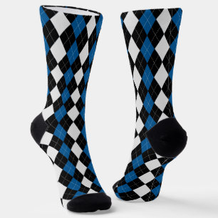 OCEAN BLUE & BLACK Raute Muster Socks Socken