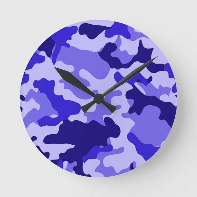 Ocean Blue Camouflage Wall Clock. Runde Wanduhr (Vorderseite)