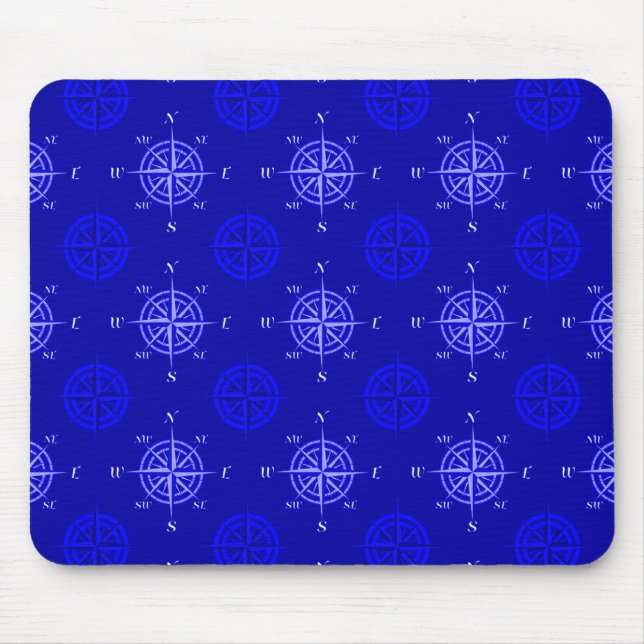 Ocean Blue Compass Rose Mousepad (Vorne)