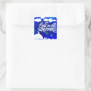 Ocean Blue Dreams Stars Inspiration Zitat Quadratischer Aufkleber