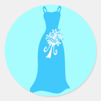 Ocean Blue Dress mit Bouquet Runder Aufkleber