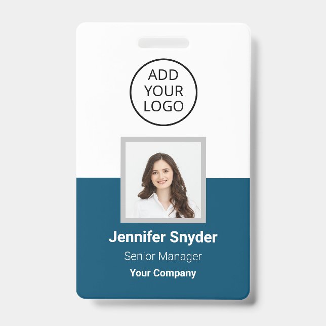 Ocean Blue, Employee Foto ID w/QR Code, Company Ausweis (Vorderseite)