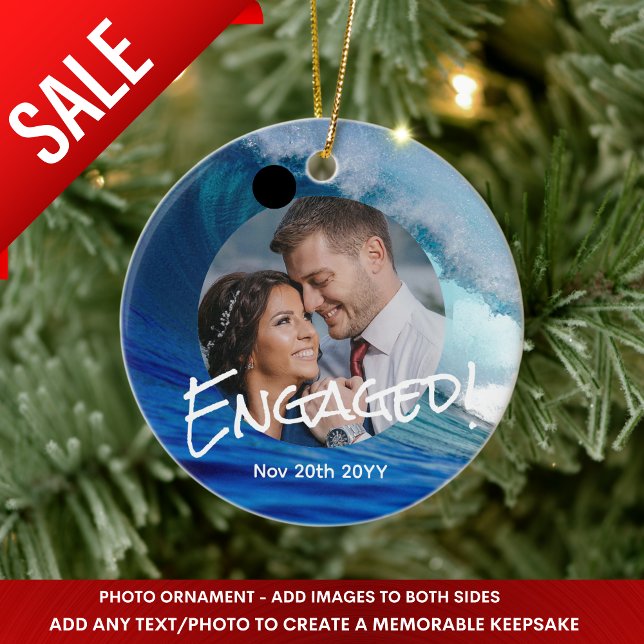 Ocean Blue FOTO Weihnachtsdekoration Minimal Keramik Ornament (Von Creator hochgeladen)