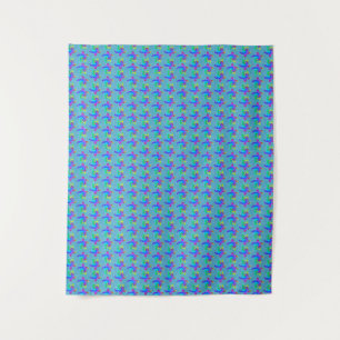 Ocean Blue Gefärbte Krawatte Island Tribal Turtles Wandteppich