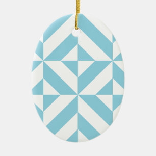 Ocean Blue Geometric Deko Cube Pattern Keramik Ornament