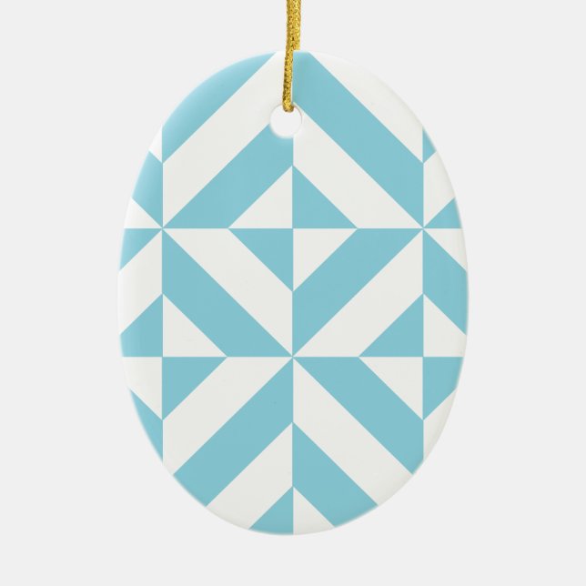 Ocean Blue Geometric Deko Cube Pattern Keramik Ornament (Vorne)