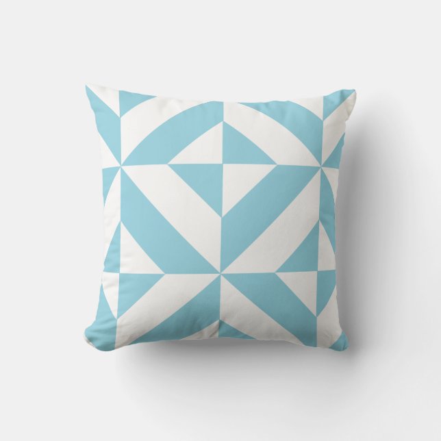 Ocean Blue Geometric Deko Cube Pattern Kissen (Vorderseite)