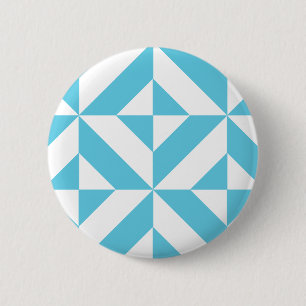 Ocean Blue Geometric Deko Muster Button