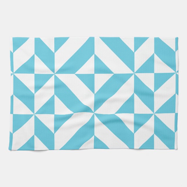 Ocean Blue Geometric Deko Muster Handtuch (Horizontal)
