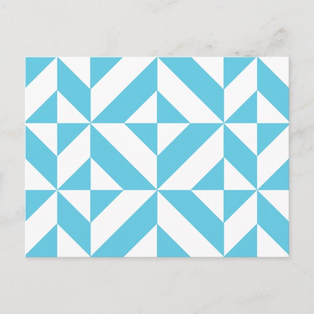 Ocean Blue Geometric Deko Muster Postkarte (Vorderseite)
