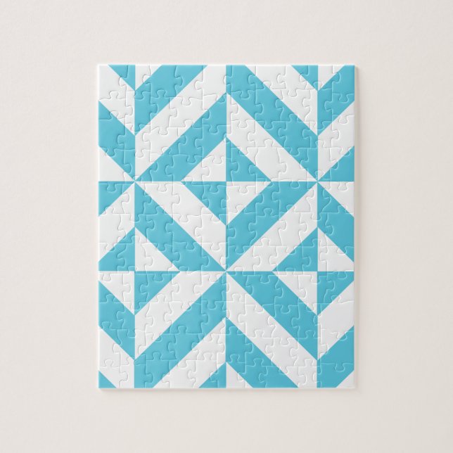 Ocean Blue Geometric Deko Muster Puzzle (Vertikal)