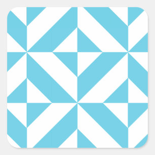 Ocean Blue Geometric Deko Muster Quadratischer Aufkleber