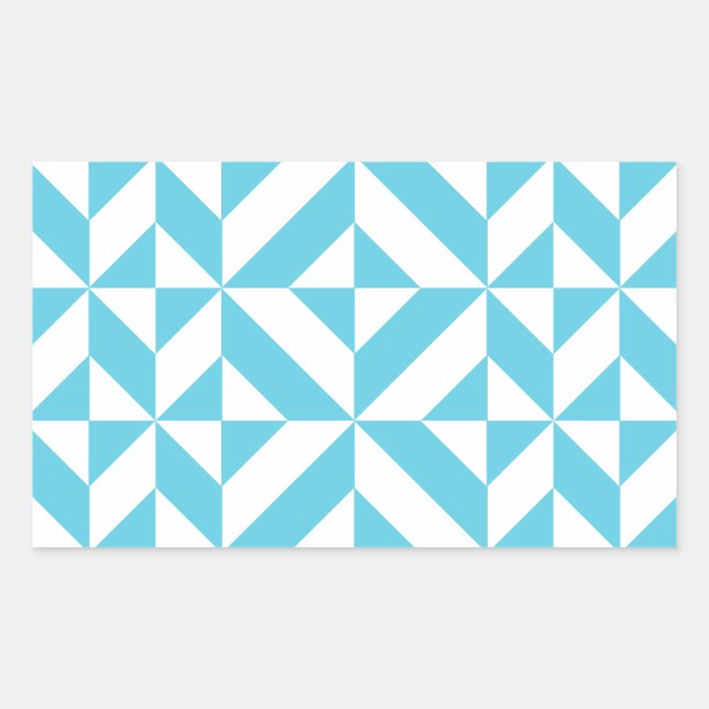 Ocean Blue Geometric Deko Muster Rechteckiger Aufkleber (Vorderseite)