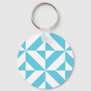 Ocean Blue Geometric Deko Muster Schlüsselanhänger