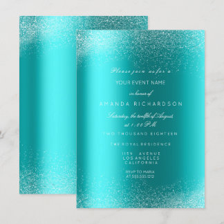 Ocean Blue Glitzer Spark Bridal Geburtstag Einladung