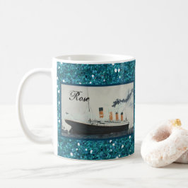 Ocean Blue Glitzer Titanic Personalisiert Girl Kaffeetasse