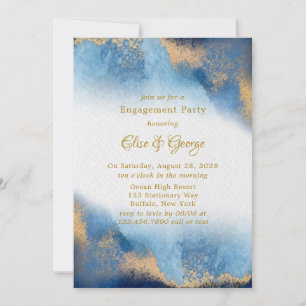 Ocean Blue Golden Agate Engagement Party Einladung
