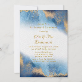 Ocean Blue Golden Watercolor Bridesmais Einladung