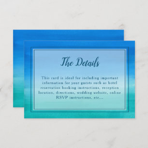 Ocean Blue Green Beach Wedding Details Card Einladung