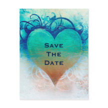 Ocean Blue Heart Grunge Beach Tropical