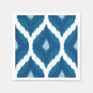 Ocean Blue Ikat Modern Ethnic Geometric Print Serviette