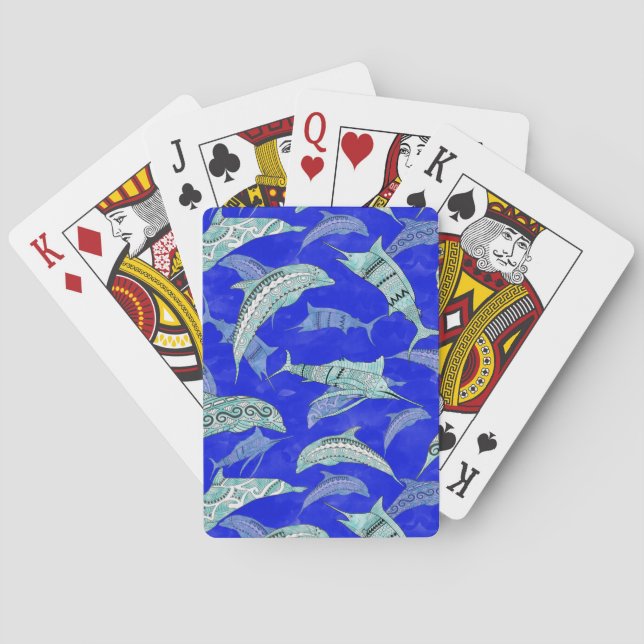 Ocean Blue Marine Animals Dolphins Marlins Spielkarten (Rückseite)