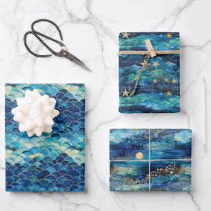 Ocean Blue Mermaid Geschenkpapier Set