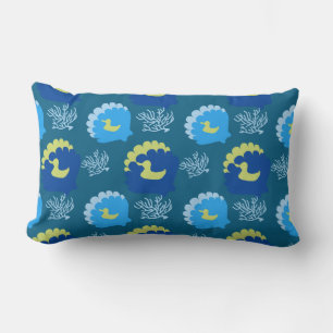 Ocean Blue mit Muscheln und Ducks Pillows Lendenkissen