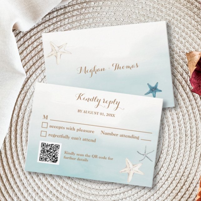 Ocean Blue mit QR Code Hochzeiten kleiner UAWG Mitteilungskarte (Von Creator hochgeladen)