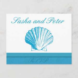 Ocean Blue Muschel Beach Hochzeiten RSVP Cards Karte
