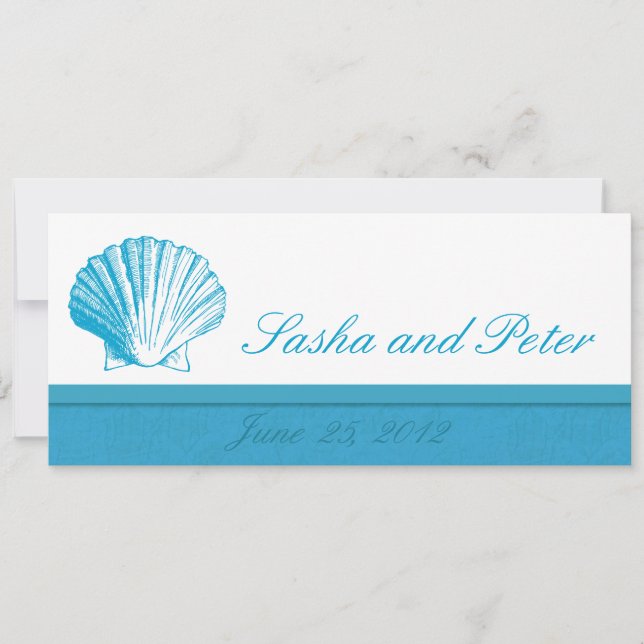Ocean Blue Muschel Beach Hochzeitseinladungen Einladung (Vorderseite)