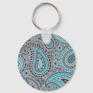 Ocean Blue Paisley Schlüsselanhänger